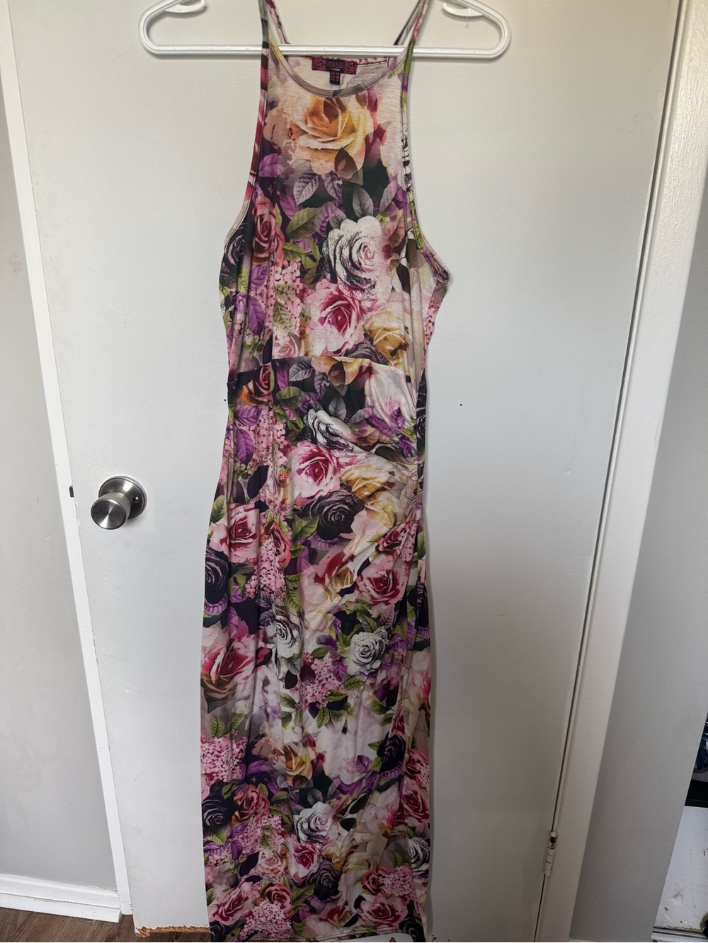 Floral Halter Maxi Dress in Pink, Purple and Cream